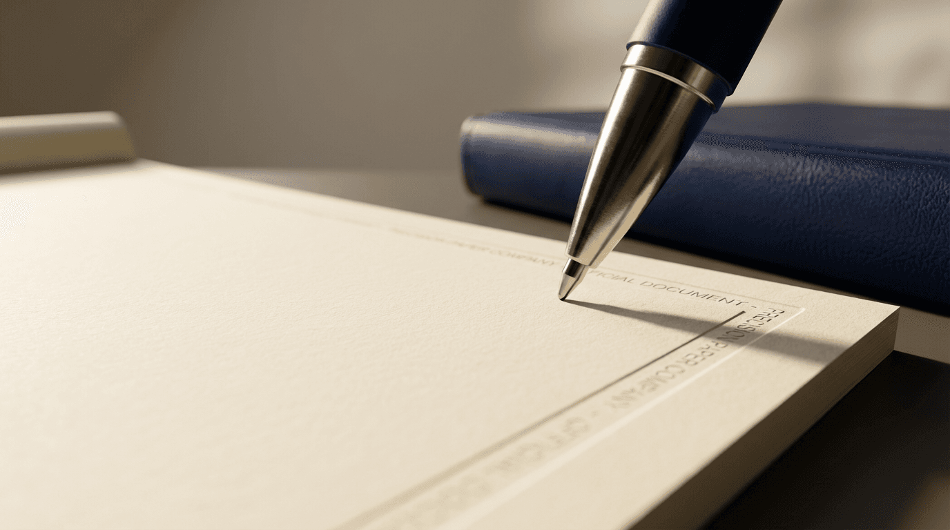 Pen signing a legal document
