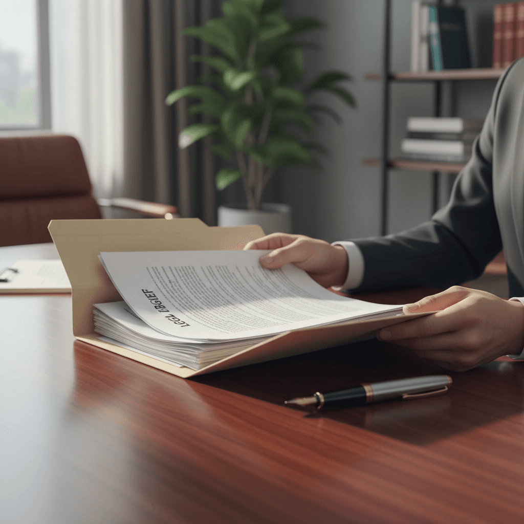 Man reviewing legal documents for an excess proceeds claim